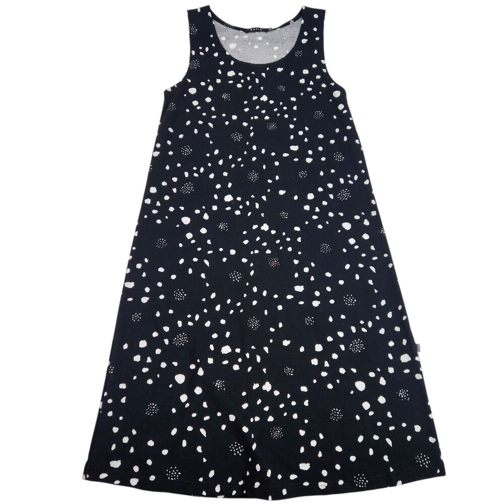 RATIA‎ Dress Womens Extra Small Black White Sleeveless A-Line Polka Dot Pattern